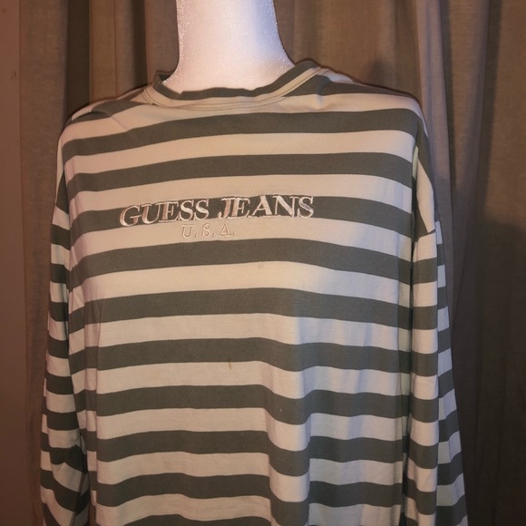 Vintage Guess Logo Striped Long Sleeve 